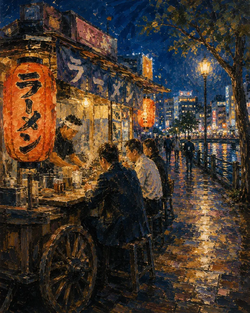 福岡:屋台拉麵,和一票之差留下的市名・福岡的插畫