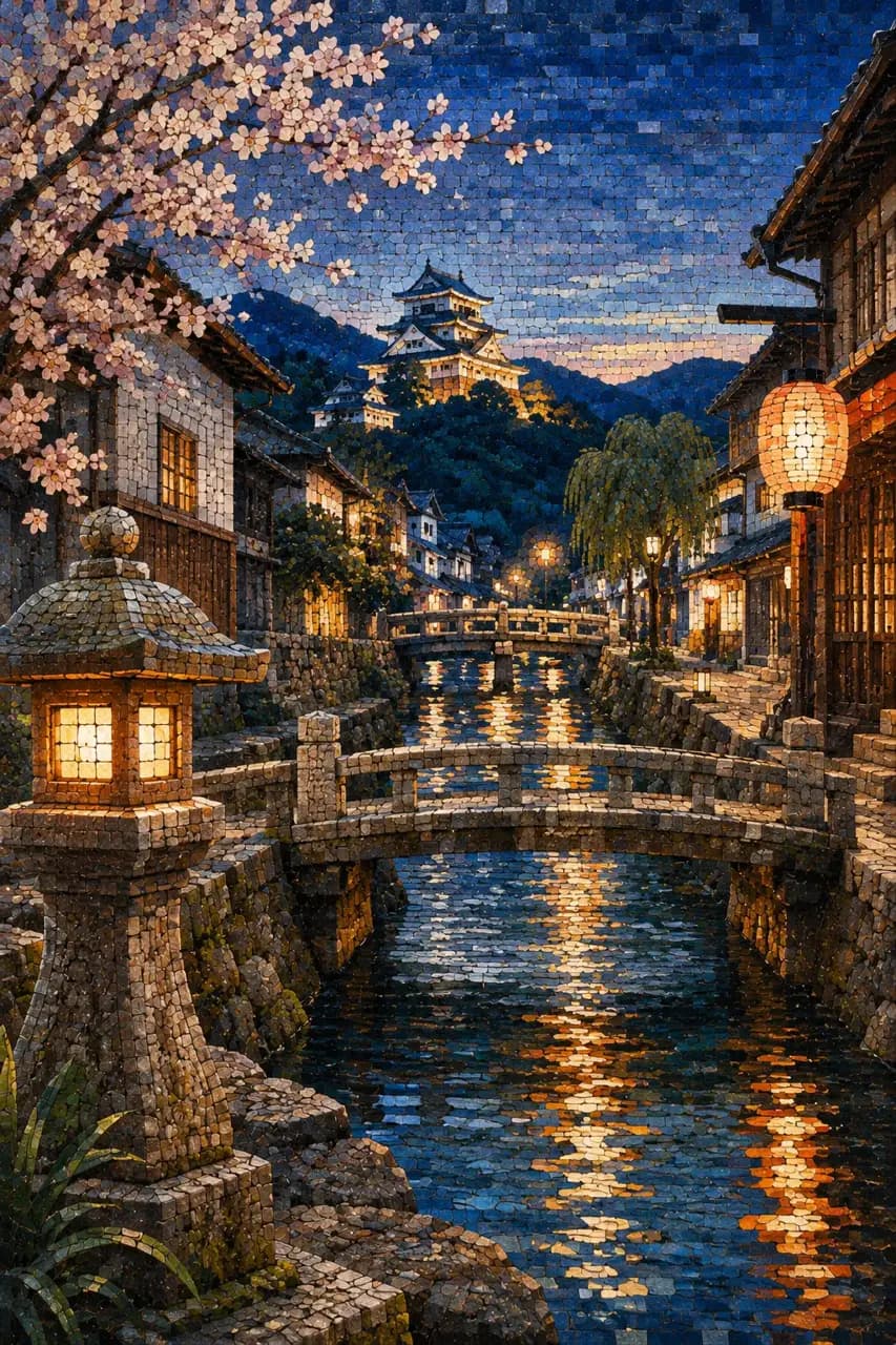 一塊檜木削出一雙郡上舞的下駄・岐阜・郡上八幡的插畫